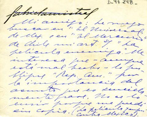 Primera imagen del registro Nota de Gabriela Mistral