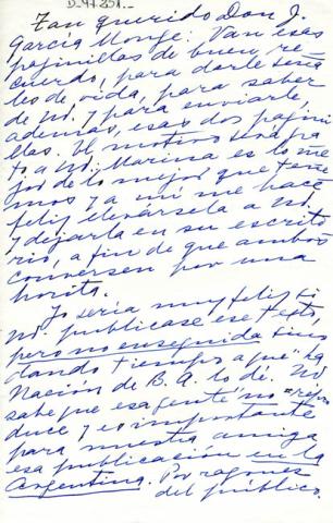 Primera imagen del registro Carta de Gabriela Mistral