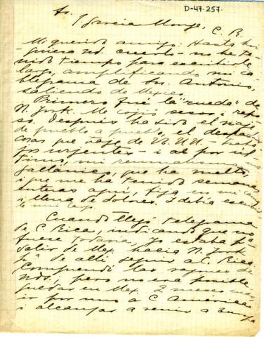 Primera imagen del registro Carta de Gabriela Mistral a J. García Monje
