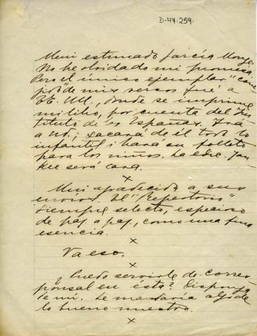 Primera imagen del registro Carta de Gabriela Mistral a J. García Monje