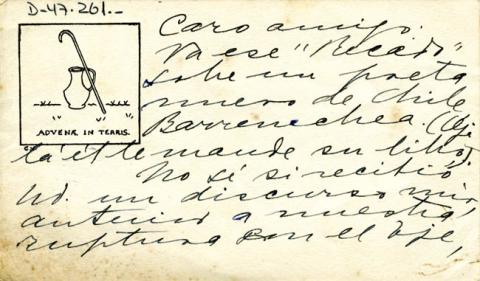 Primera imagen del registro Nota de Gabriela Mistral