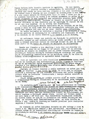 Primera imagen del registro Carta de Gabriela Mistral a Juanita Aguirre de Aguirre