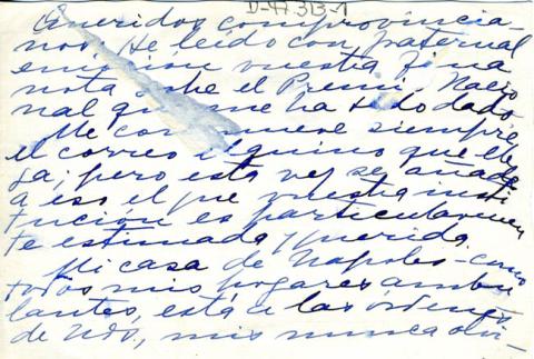 Primera imagen del registro Carta de Gabriela Mistral