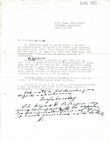 Primera imagen del registro Carta de Gabriela Mistral
