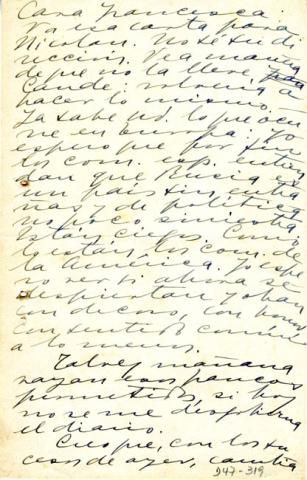 Primera imagen del registro Carta de Gabriela Mistral a Francesca