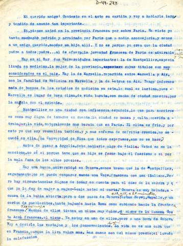 Primera imagen del registro Carta de Gabriela Mistral