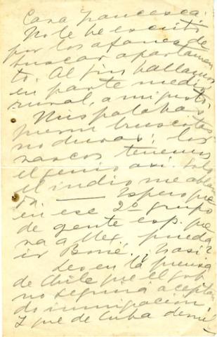 Primera imagen del registro Carta de Gabriela Mistral a Francesca
