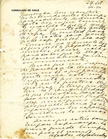 Primera imagen del registro Carta de Gabriela Mistral a Francesca