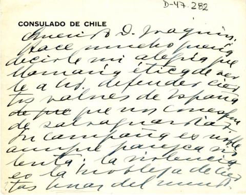 Primera imagen del registro Carta de Gabriela Mistral a J. García Monje