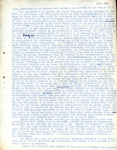 Primera imagen del registro Carta de Gabriela Mistral a Francesca