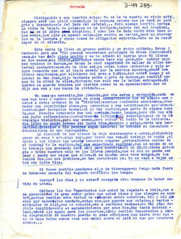 Primera imagen del registro Carta de Gabriela Mistral