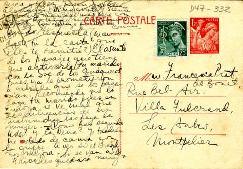 Primera imagen del registro Postal de Gabriela Mistral a Francesca