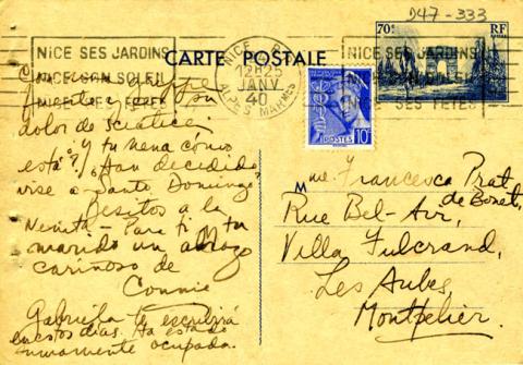 Primera imagen del registro Postal de Gabriela Mistral a Francesca