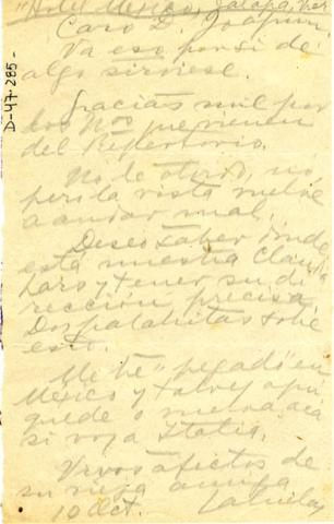 Primera imagen del registro Carta de Gabriela Mistral a J. García Monje