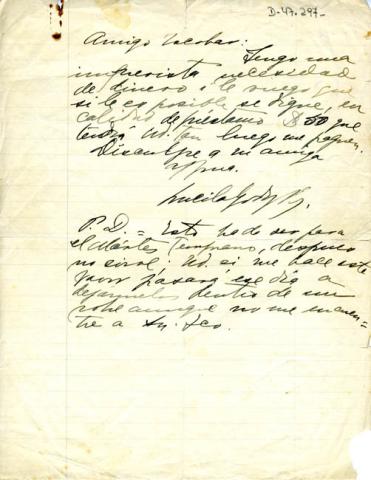 Primera imagen del registro Carta de Gabriela Mistral