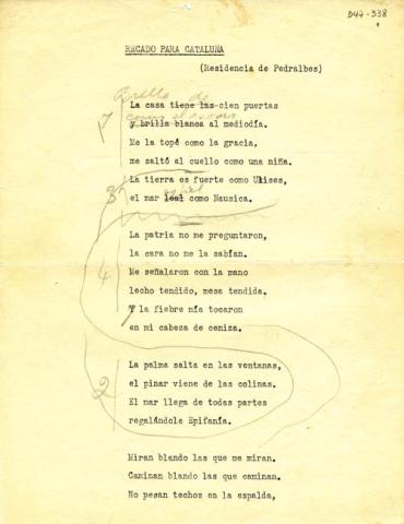 Primera imagen del registro Recado para Caraluña