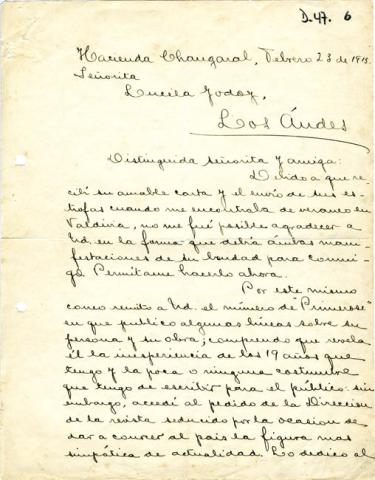 Primera imagen del registro Carta de Eugenio Labarca