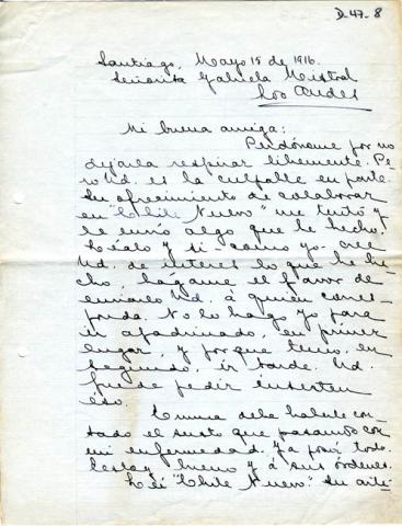Primera imagen del registro Carta de Eujenio Labarca