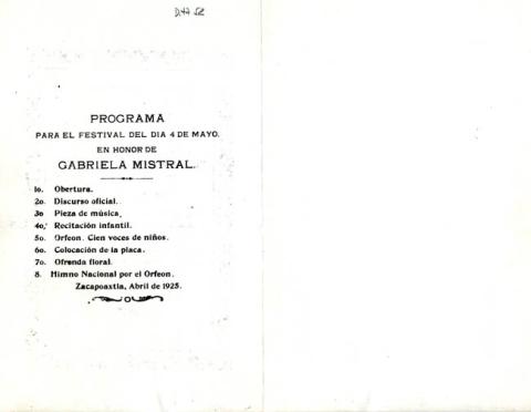 Primera imagen del registro Festival en honor Gabriela Mistral