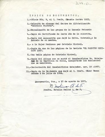 Primera imagen del registro Índice documentos