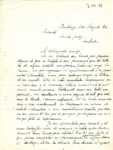 Primera imagen del registro Carta a Lucila Godoy