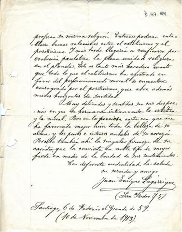 Primera imagen del registro Carta de Juan Lagarrigue