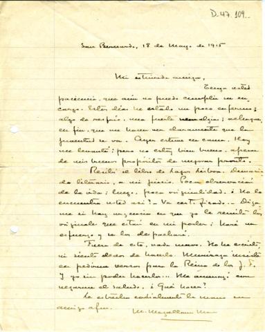 Primera imagen del registro Carta de Manuel Magallanes Moure a Gabriela Mistral
