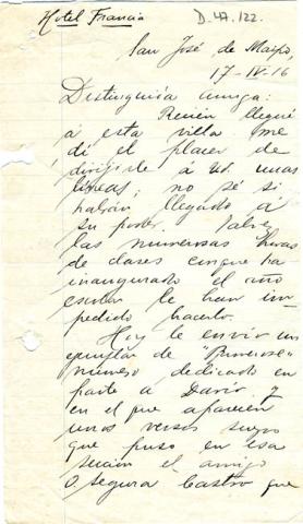Primera imagen del registro Carta de Jocelyn Robles a Gabriela Mistral
