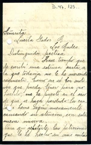 Primera imagen del registro Carta de Luisa Zanelli a Gabriela Mistral