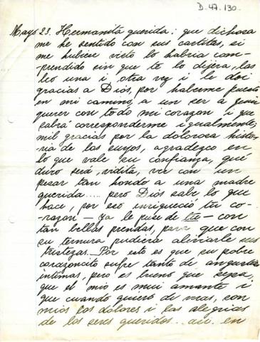 Primera imagen del registro Carta de Ema Claro a Gabriela Mistral
