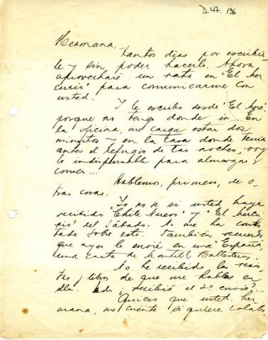 Primera imagen del registro Carta a Gabriela Mistral