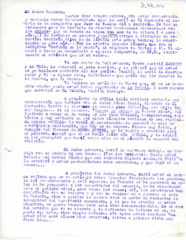 Primera imagen del registro Carta de Luis Carrera a Gabriela Mistral