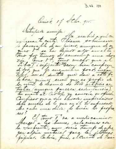 Primera imagen del registro Carta de Manuel Guzmán a Gabriela Mistral