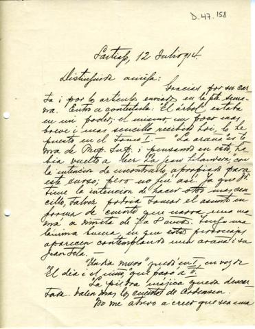 Primera imagen del registro Carta de Manuel Guzmán a Gabriela Mistral
