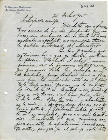Primera imagen del registro Carta de Manuel Guzmán a Gabriela Mistral