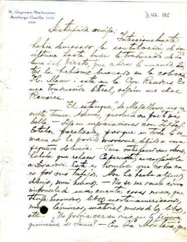 Primera imagen del registro Carta de Manuel Guzmán a Gabriela Mistral