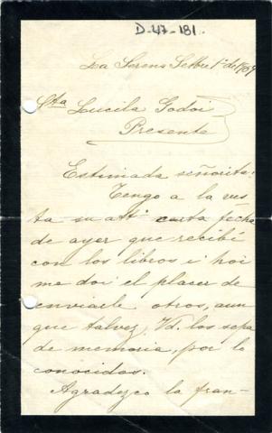 Primera imagen del registro Carta a Lucila Godoy