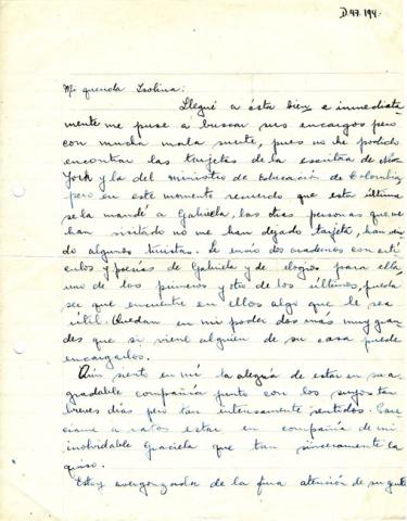 Primera imagen del registro Carta a Isolina Barraza