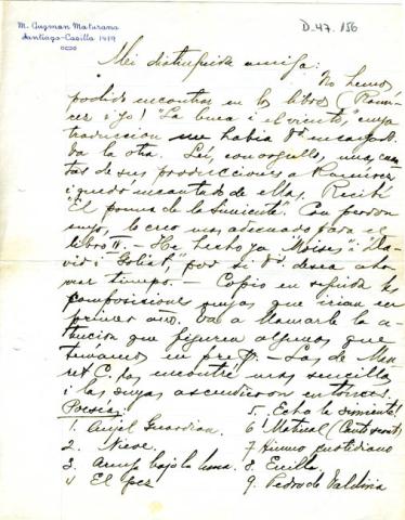 Primera imagen del registro Carta de Manuel Guzmán a Gabriela Mistral
