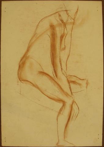 Primera imagen del registro Boceto o estudio cuerpo perfil sin cabeza (anverso) boceto o estudio mujer desnuda brazos sobre cabeza (reverso)