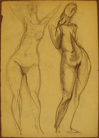 Primera imagen del registro nº 41 dos estudios desnudos femeninos (anverso) n° 169 estudio desnudo femenino de espalda (reverso)