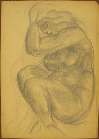 Primera imagen del registro Retrato femenino semiperfil desnudo (A) Estudio tres perfiles (B)