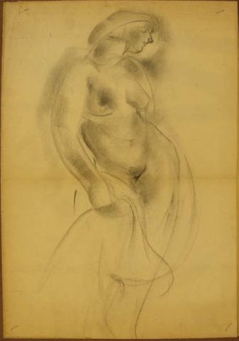 Primera imagen del registro nº 22 dibujo estudio desnudo femenino 3/4 perfil curvas redondeadas hacia la derecha
