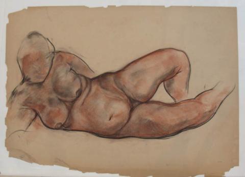 Primera imagen del registro nº52 croquis figura humana al crayón