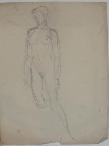 Primera imagen del registro Croquis figura femenina desnuda 3/4 perfil a la izquierda
