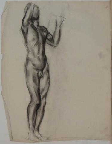 Primera imagen del registro Croquis figura masculina desnuda hacia la derecha