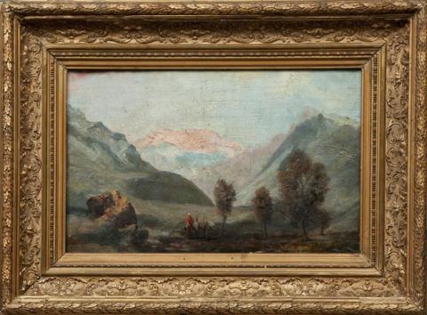 Primera imagen del registro Paisaje cordillerano con figuras criollas