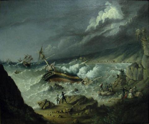 Primera imagen del registro Naufragio del Arethusa, Valparaíso 1826