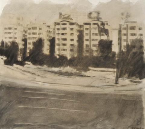 Primera imagen del registro Plaza Baquedano, de la serie Pictográfica de Santiago
