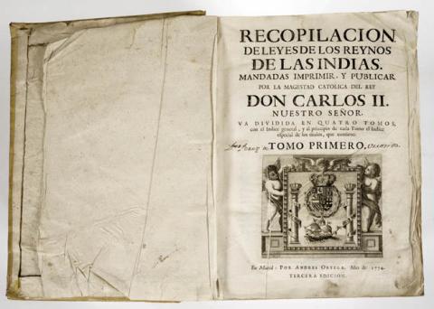 Primera imagen del registro Recopilación de Leyes de los Reynos de las Indias